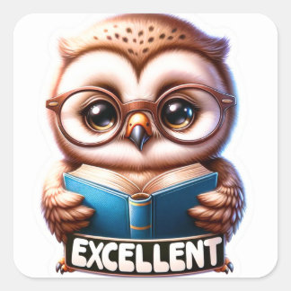 Adesivo Quadrado Baby Owl "Excelente"