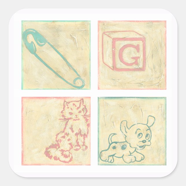 Adesivo Quadrado Baby Picture Blocks por Chariklia Zarris (Frente)