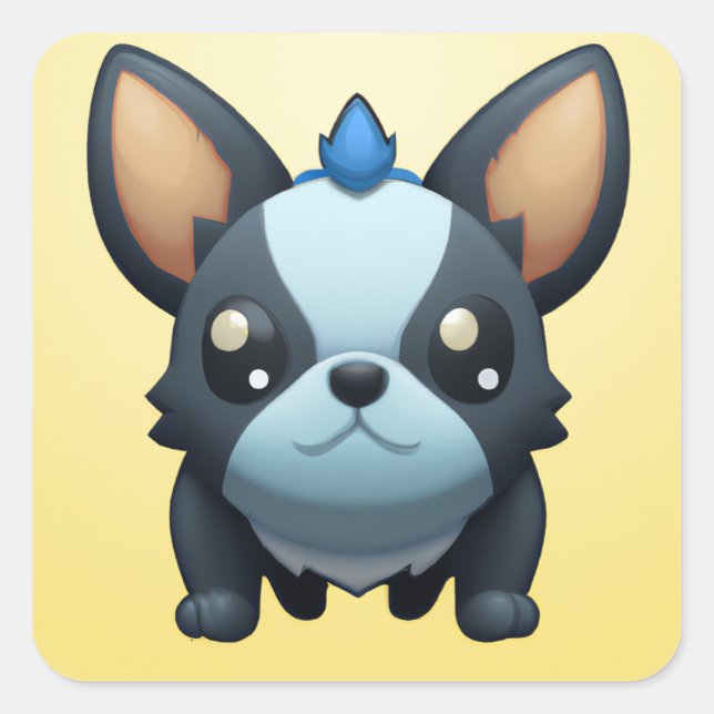 Adesivo Quadrado Baby Pokemon Style French Buldogue (Frente)