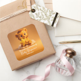 Adesivo Quadrado Baby Shower Sticker – Little Lion & Star