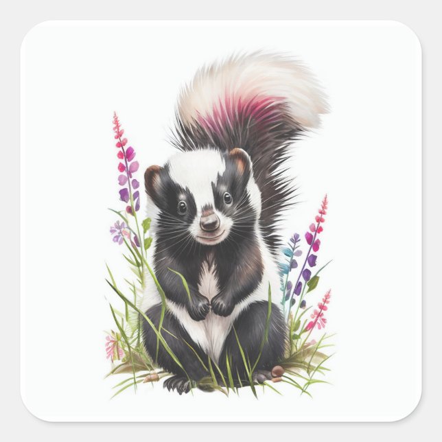 Adesivo Quadrado Baby Skunk Square Sticker (Frente)