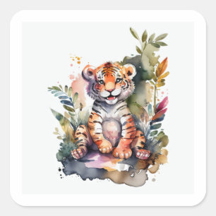 Adesivo Quadrado Baby Tiger Square Sticker
