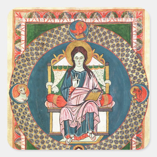 Adesivo Quadrado Bacalhau. cristo 1948 em Majestade (Frente)