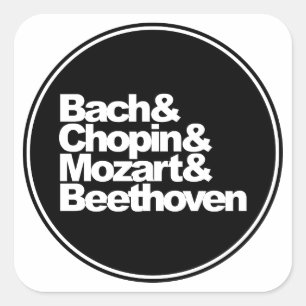 Adesivo Quadrado Bach, Chopin e Mozart e Beethoven