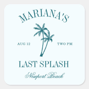 Adesivo Quadrado Bachelorette de Palmas Azul de Última Abertura