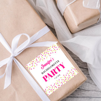 Adesivo Quadrado Bachelorette Party Glam Pink Gold Dots