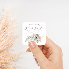 Adesivo Quadrado Bachelorette Tropical Boho Tigers
