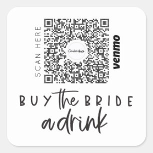 Adesivo Quadrado Bachelorette Venmo Código QR Comprar Noiva A Bebi