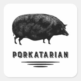 Adesivo Quadrado Bacon Lover - Porkatarian - Vintage Pig