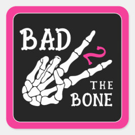 Adesivo Quadrado Bad 2 the Bone Skeleton 2nd Birthday Party