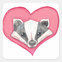 Badger Wild Animal Heart Pink Cute Love Engraçado