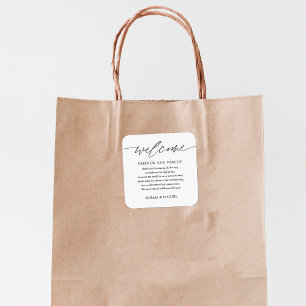 Adesivo Quadrado Bag Basket de boas-vindas do casamento elegante