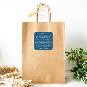 Adesivo Quadrado Bag de Boas-vindas do Casamento Personalizado Mini