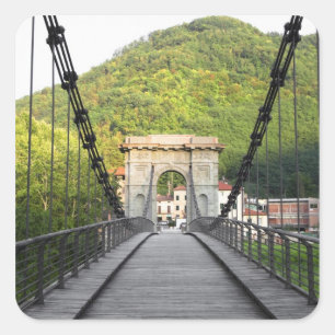 Adesivo Quadrado Bagni di Lucca, Toscana, Itália - Uma ponte antiga