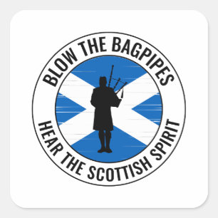 Adesivo Quadrado Bagpiper Musical Bagpiper Scottish Funny