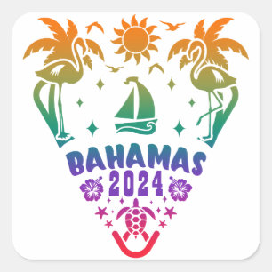 Adesivo Quadrado Bahamas Bliss: Uma Fuga Tropical para Island Parad
