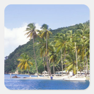 Adesivo Quadrado Baía Marigot, Santa Lúcia, Caribe