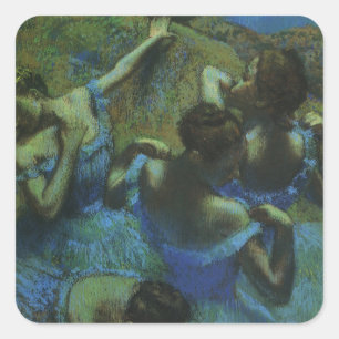Adesivo Quadrado Bailarinas Azuis de Edgar Degas, Impressionismo Vi
