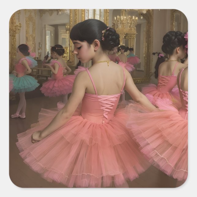 Adesivo Quadrado Bailarinas en una gran sala de estilo rocóco (Frente)