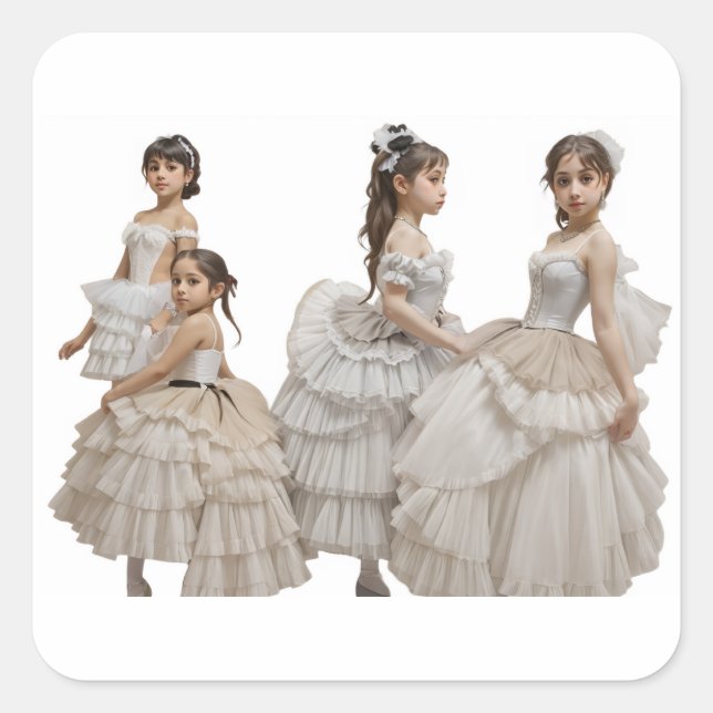 Adesivo Quadrado Bailarinas románticas (Frente)