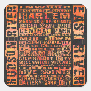 Adesivo Quadrado Bairros de Nova Iorque Laranja