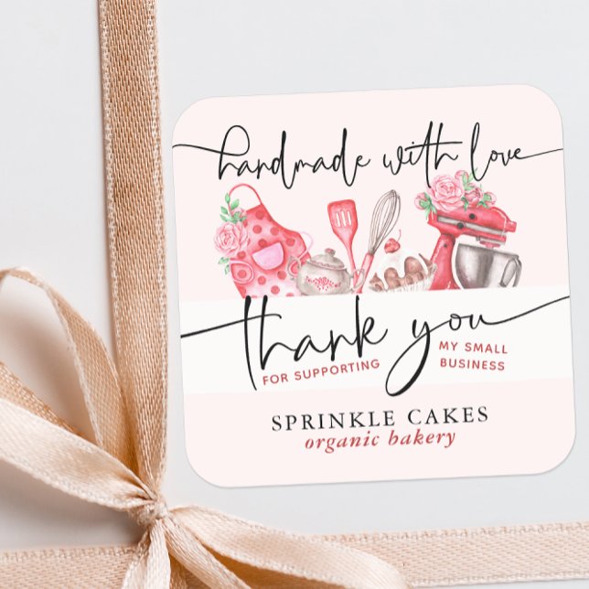 Adesivo Quadrado Bakery Obrigado Clássico (Criador carregado)