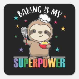 Adesivo Quadrado Baking É A Minha Superpotência, Doce Sloth Brinc
