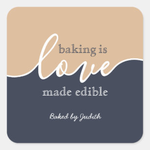 Adesivo Quadrado Baking is Love made Edible Script