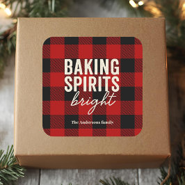 Adesivo Quadrado Baking Spirits Bright Buffalo Plaid Christmas