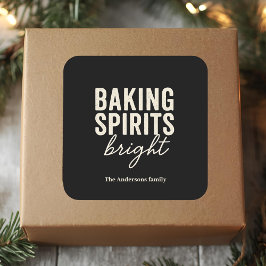 Adesivo Quadrado Baking Spirits Bright | Modern Black Christmas 