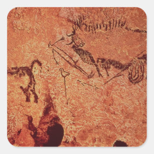 Adesivo Quadrado Balance a pintura de uma cena da caça, c.17000 BC