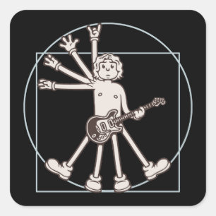 Adesivo Quadrado Balancim de Vitruvian dos desenhos animados