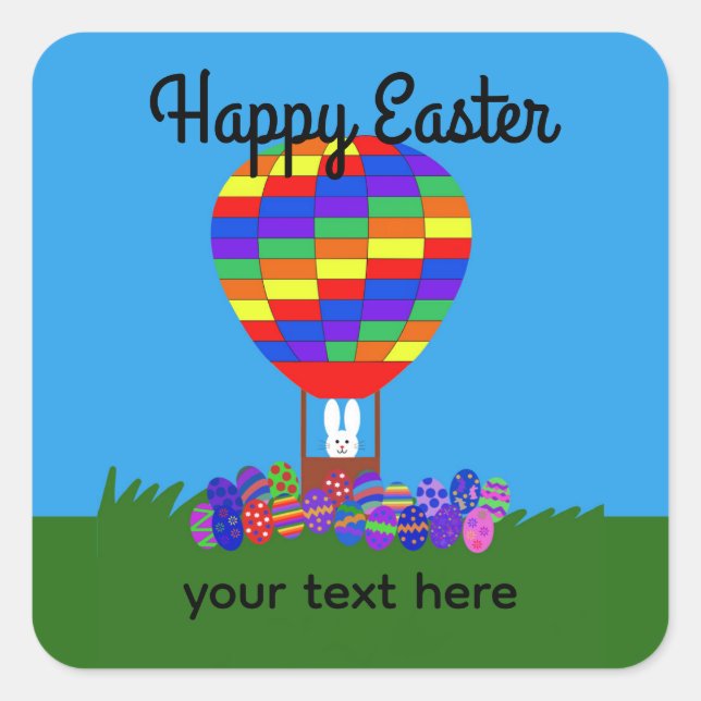 Adesivo Quadrado Balão de Ar Quente Bunny #2-2 (Frente)