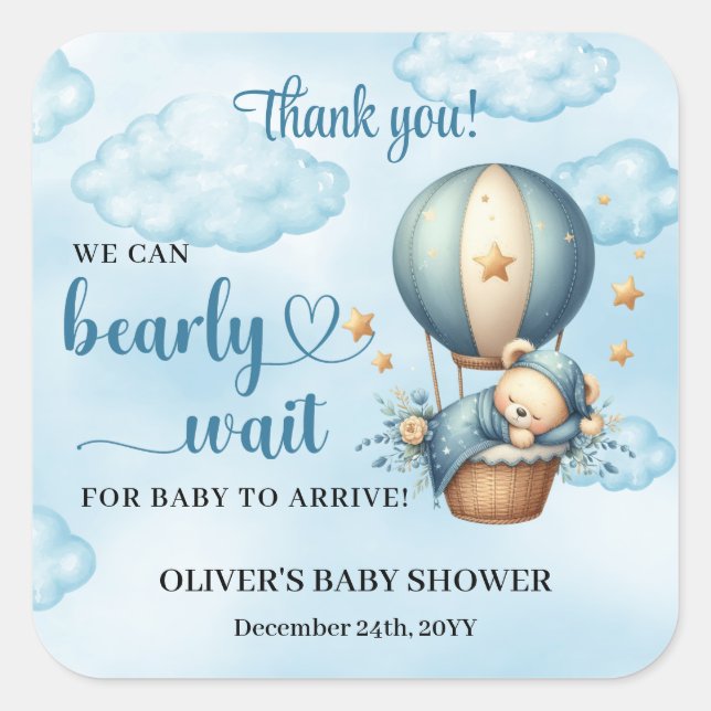 Adesivo Quadrado Balão de ar quente marfim azul marfim-marrom-escur (Frente)