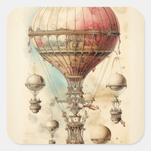 Adesivo Quadrado Balão de Ar Quente Steampunk (4)