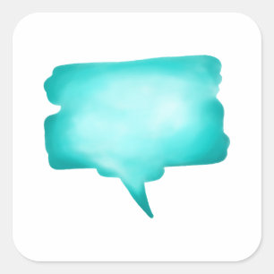 Adesivo Quadrado Balão de discurso azul pálido da Aquarela