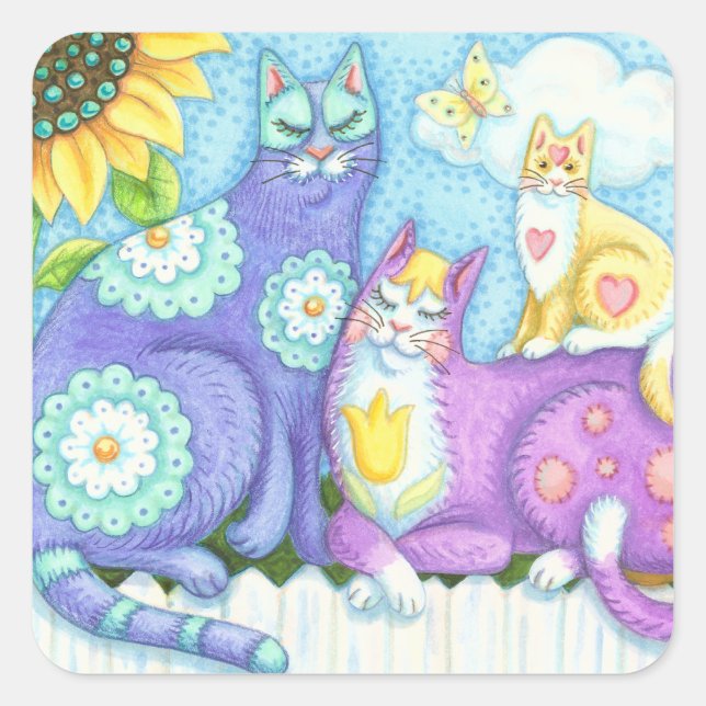 Adesivo Quadrado Balão De Gagueiros E Ruros, PATRINHOS DE GATO (Frente)