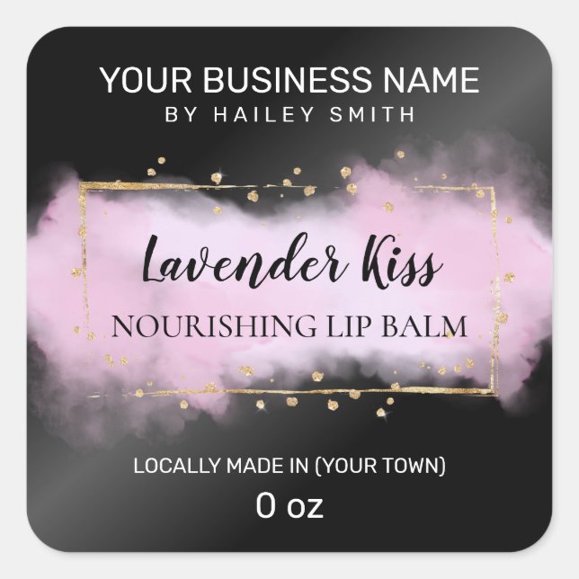 Adesivo Quadrado Balão Dourado De Tinta Moderna Preto E Roxo (Frente)