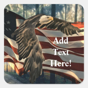 Adesivo Quadrado Bald Eagle American Flag Square