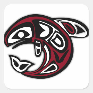 Adesivo Quadrado Baleia Assassina da Costa Noroeste do Pacífico Ha