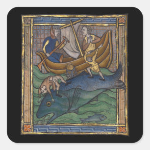 Adesivo Quadrado Baleia Bestiária Medieval c. 1270