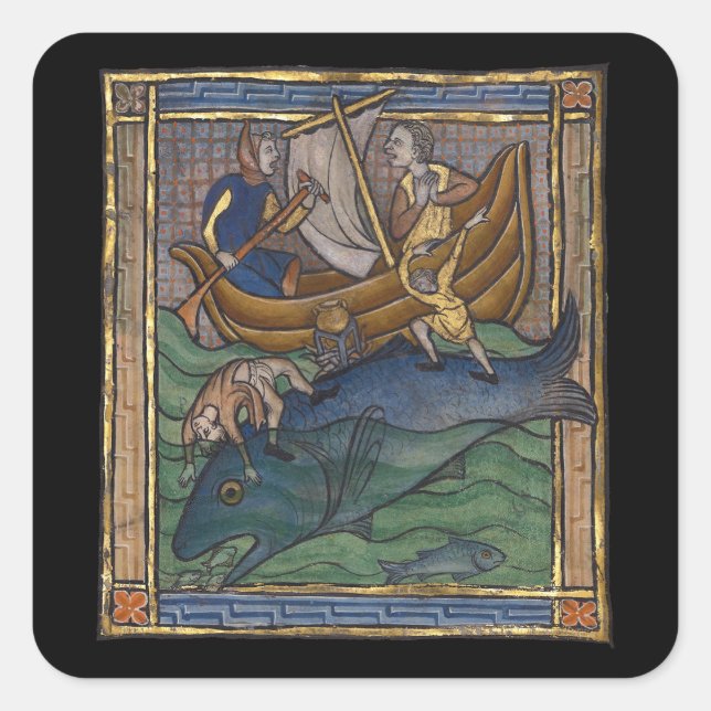 Adesivo Quadrado Baleia Bestiária Medieval c. 1270 (Frente)