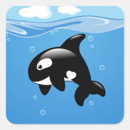 Adesivo Quadrado Baleia de orca branca no oceano