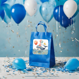 Adesivo Quadrado Baleia de um Time Boys Aniversário Obrigado