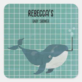 Adesivo Quadrado Baleia em chá de fraldas piscina