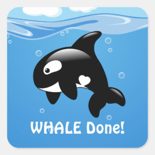 Adesivo Quadrado BALEIA pequena bonito da orca (boa) feita