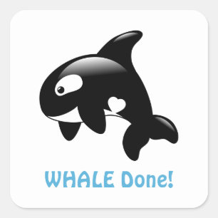 Adesivo Quadrado BALEIA pequena bonito da orca (boa) feita