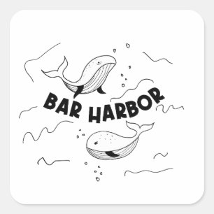 Adesivo Quadrado Baleias de Bar Harbor Maine