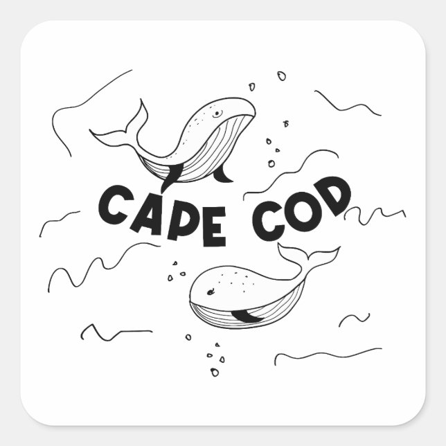 Adesivo Quadrado Baleias de Cape Cod Massachusetts (Frente)