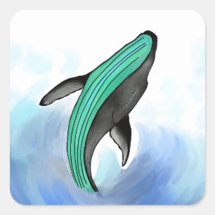 Adesivo Quadrado Baleias oceânicas mar azul-adoro arte adesiva
